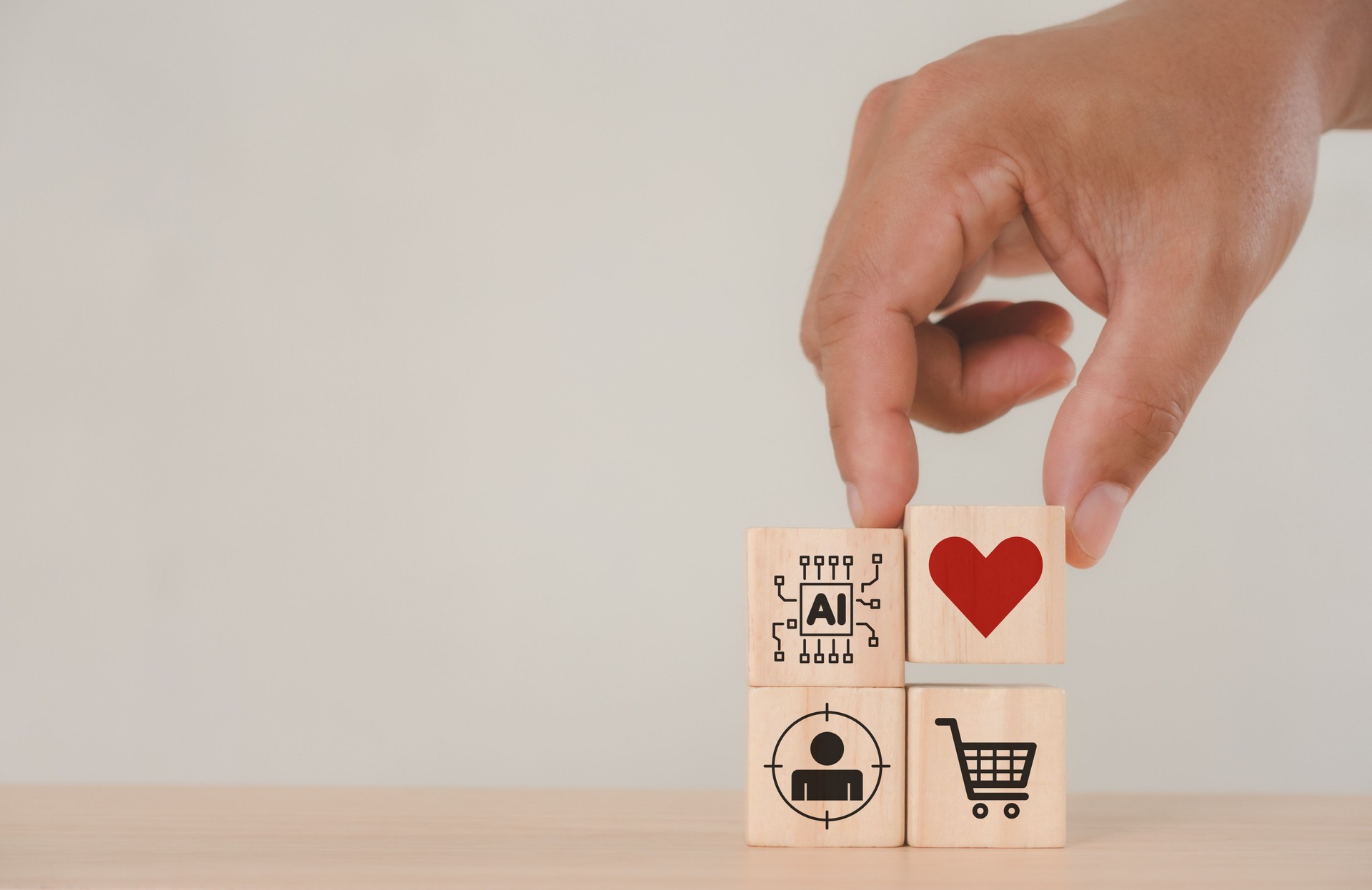 Target customer, personalized marketing strategy concept. Using AI to increase customer engagement, loyalty, CRM, drive sales. Collecting data, analyzing, creating experiences for each customer.